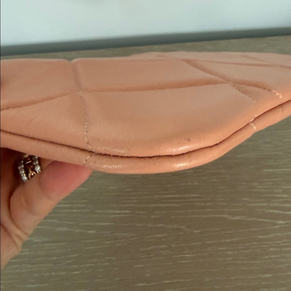 Chanel Peach Quilted Clutch with Gold Logo - Picture 2 of 5